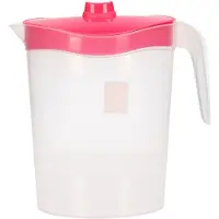 Hega hogar Waterkan/sapkan met roze deksel - 2,5 liter - kunststof - 11 x 26 cm - Schenkkannen