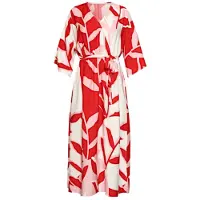 Smashed Lemon Maxi-jurk met rood en roze botanische print |