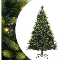vidaXL Kunstmatige Scharnierende Kerstboom 300 LEDs Groen 210 cm