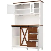 STILVORA Hoge Kast - Met Led Verlichting En Bedieningsmodi - Ergonomisch Werkblad Voor Keuken En Eetkamer - Glas En MDF - Wit - 104x40x180 Cm