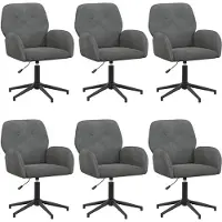 vidaXL Draaibureau stoelen 6 st 54 x 55 x 90 cm Donkergrijs fluweel