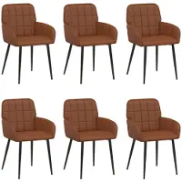 vidaXL - Eetstoelen - 6 - st - Kunstleer - Bruin - 56,5 - x - 50 - x - 85 - cm
