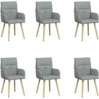 vidaXL Eetstoelen 6 st Stof Lichtgrijs 60 x 56 x 96 cm
