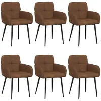 vidaXL Eetstoelen 6 st Kunst Suède Leer Bruin 59 x 56,5 x 85 cm