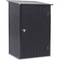 MODFU - Tuinschuur - Veel Opbergruimte - Schuin Dak - Afsluitbare Deur - Verzinkt Staal - Donkergrijs - 100 x 103 x 160 cm
