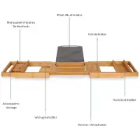 LifeGoods Badplank - Uitschuifbaar - voor in Bad - 74.5 tot 108.5 cm - met Houder - Hout