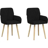 vidaXL Eetstoelen 2 st Stof Zwart 56,5 x 50 x 87,5 cm