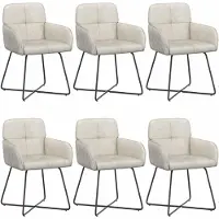 vidaXL Eetstoelen 6 st fluweel Crèmekleurig 59 x 56,5 x 86 cm