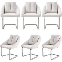 STILVORA Eetkamerstoel - Draaibaar - Set Van 6 Met Kussen - Voor Eetkamer En Woonkamer - Fluweel Metaal - Beige