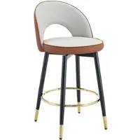 STILVORA Barhocker Set Van 2 - 360 Graden Draaibaar - Met Open Rugleuning - Voor Bar En Keuken - Metaal Met Pu Leer - Lichtgrijs Bruin