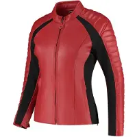 Rusty Stiches Rusty Stitches dames leren motorjack, rood/zwart, maat 36