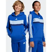 Adidas Sportief sweatshirt 'SEASONAL ESSENTIALS TIBERIO 3 STRIPES FLEECE' blauw / marine / aqua / wit
