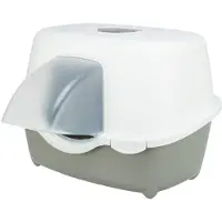 Trixie kattenbak davio top outdoor met kap grijs/wit