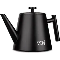 VDN RVS Theepot Dubbelwandig met Filter - Zwarte Theekan 1 Liter - 904