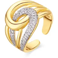 Luxenter Ring met schitterende zirkonia, afgewerkt in 18 karaats geelgoud - Nava