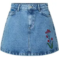 Pieces Rok 'PCPalma' blauw denim / bordeaux