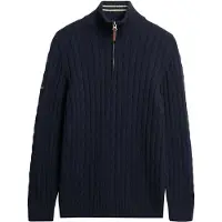 Superdry Classics Kabeltrui van Katoen met Halve Rits Blauw Grootte: S