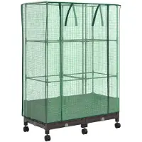 vidaXL Tuinschutting met Kasbedekking en Wielen 2 st Bruin PP