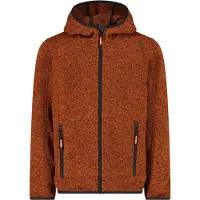 CMP - Boy's Jacket Fix Hood Jacquard Knitted - Fleecevest 128, bruin/rood