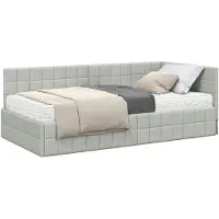 vidaXL Hoekbedframe met Matras met hoofdeinde 2 st Lichtgrijs Fluweel