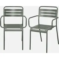 Sweeek - Set van 2 tuinstoelen met armleuningen metaal - amélia
