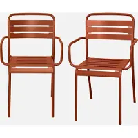 Sweeek - Set van 2 tuinstoelen met armleuningen metaal - amélia