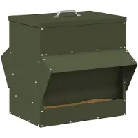 vidaXL Kippenvoerbak Olijf Groen 40,5 x 45 x 41 cm Koudgewalst Staal