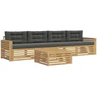 vidaXL Buiten bank set 5 st Wit en antracietkleurig