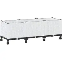 vidaXL Tuin planter met wielen Wit 120 x 40 x 48 cm PP