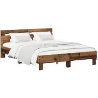 vidaXL Bedframe Oud hout 140 x 190 cm Bewerkt hout