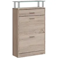 vidaXL Schoenenkast met lade en glazen schap eiken hout online kopen