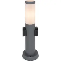Globo Staande lamp buitenlamp met fitting RVS Staande lamp tuinpad, opaal antraciet, 1x E27 fitting, DxH 12,7x45 cm