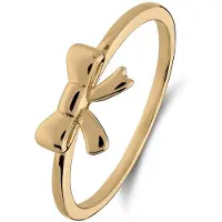 Lucardi Kinder Zilveren goldplated ring met strik - Ring - 925 Zilver - Goudkleurig - 15 / 47 mm