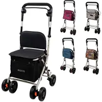 Mobiclinic Coliseo - Boodschappentrolley - Rollator - Met zitje - Shopper rollator - Inklapbare rollator - 19 L - 4 wielen - Gepolsterde zitting - Boodschappen rollator - Met Remsysteem - Zwart