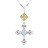 Cavill - Welo Opaal Ketting - 925 Sterling Zilver - 0,72 ct Ovale Cabochon - Filigraan Design met Zirkonia - Verstelbare Elegante Damesketting