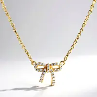 Cavill - Zilveren Verstelbare Ketting - 925 Sterling Zilver Verguld - 28 Tanzania Zirkonia 0,227 ct - Strik Motief - Kristalhelder Filigraan