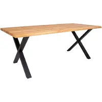 Ebuy24 Tony eetkamertafel 95x200 cm met golvende rand, eiken, zwarte poten.