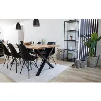 Ebuy24 Tony eethoek , 1 eetkamertafel en 6 eetkamerstoelen, eik en zwart.