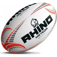 Rhino rugbybal Meteor rubber/polyester wit/oranje