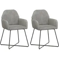 vidaXL Eetstoelen 2 st fluweel Lichtgrijs 55 x 50 x 84 cm