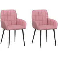 vidaXL Eetstoelen 2 st fluweel Roze 56.5 x 50 x 85 cm