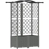 vidaXL Verhoogde plantenbak met klimrek en dak, lichtgrijs, 122 x 40 x 138 cm, PP