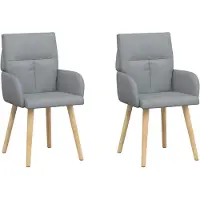 vidaXL Eetstoelen 2 st Stof Lichtgrijs 60 x 56 x 96 cm
