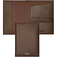HUGO BOSS Leren Identiteitskaarthoesje Classic Smooth Passport Case Brown Bruine