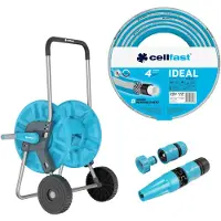 Cellfast Aluplus-slangwagen 1/2" 60 m + IDEAL-tuinslang 1/2" 20 m + Set met Basic-sproeier 1/2"