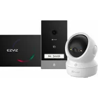 Ezviz Smart Security Kit – H6C G1 4K Binnencamera + HP7 Videodeurbel - 360° Pan & Tilt - Patrol Mode & Human Detection - MicroSD & Cloud