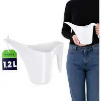 Kadax Gieter, 1,2 l bloemgieter, langhals gieter van kunststof, kan voor kamerplanten, gieter, tuingieter, bloembewateringsketel (wit)