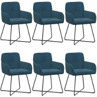 vidaXL Eetstoelen 6 st fluweel Blauw 59 x 56,5 x 86 cm