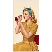 PosterMonkey Poster 20x40 cm - Illustratie - Mascara - Vrouw - Geel - Posters - Kamer decoratie - Wanddecoratie woonkamer - Muurdecoratie slaapkamer