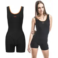 Zagano - Badpak met pijpjes dames - Maat 42 - Zwart/Oranje - Sneldrogend - Chloorbestendig - UV-bestendig